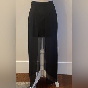 NWOT - GIANNI BINI - Black Sheer Mini Skirt w/long sheer overlay— SMALL